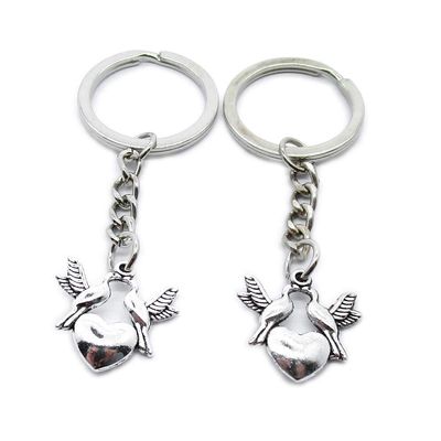 1 PCS Antique Silver Keyrings Keychains Key Ring Chains Tags Clasps AA461 Love Heart Pigeon Birds