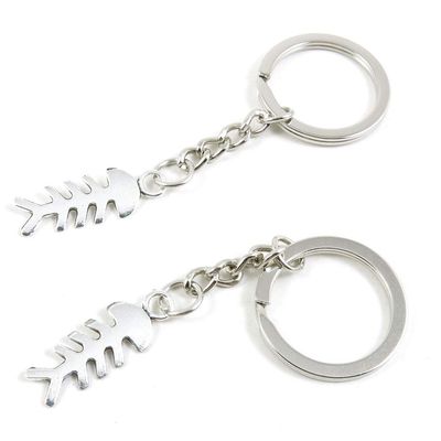 5 PCS Antique Silver Keyrings Keychains Key Ring Chains Tags Clasps F3IB3 Fish Bone Fishbone