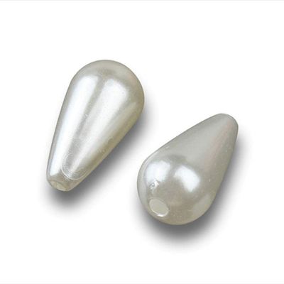 Faux Pearl Jewelry White Plastic Straight Hole Drop-Shaped Imitation Beads DIY Clothing Accessories (8X16mm 200 PCS, Beige)