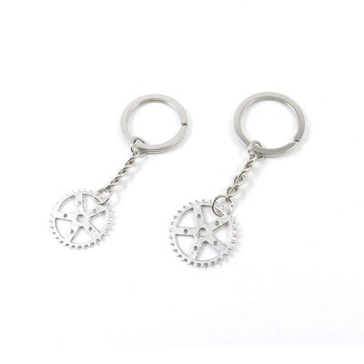 1 PCS Antique Silver Keyrings Keychains Key Ring Chains Tags Clasps C7KE9 Cog Steampunk Gear Gearwheel