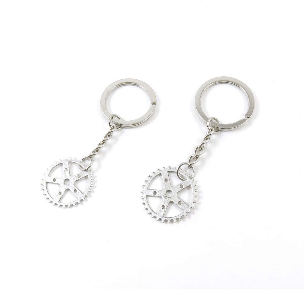 1 PCS Antique Silver Keyrings Keychains Key Ring Chains Tags Clasps C7KE9 Cog Steampunk Gear Gearwheel