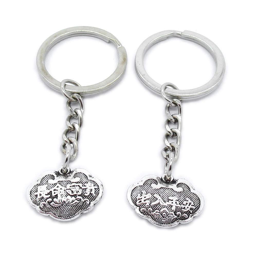 1 PCS Antique Silver Keyrings Keychains Key Ring Chains Tags Clasps AA461 Chinese Blessing Lock
