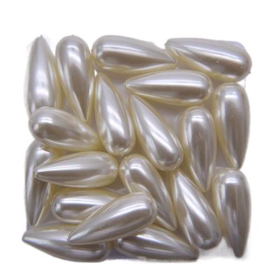 Faux Pearl Beads Pearl Jewelry Beads White Plastic Faux Pearl Straight Hole Drop-Shaped Imitation Pearl Beads DIY Clothing Accessories (6X12mm 300 PCS, Beige)