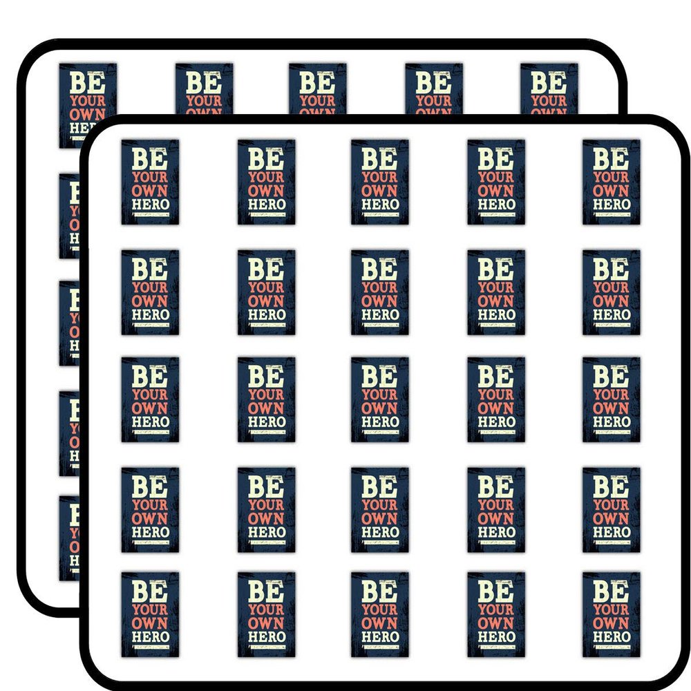 Be Your Own Hero Grunge Sticker for Scrapbooking, Planners, DIY Crafts, Albums, and Bullet Journals 50 Pack