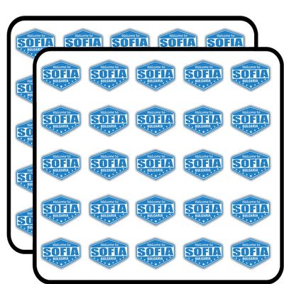 Sofia City Bulgaria Grunge Travel Stamp Sticker for Scrapbooking Waterproof Vinyl Stickers for Water Bottle, Laptop & Phone Case 50 Pack