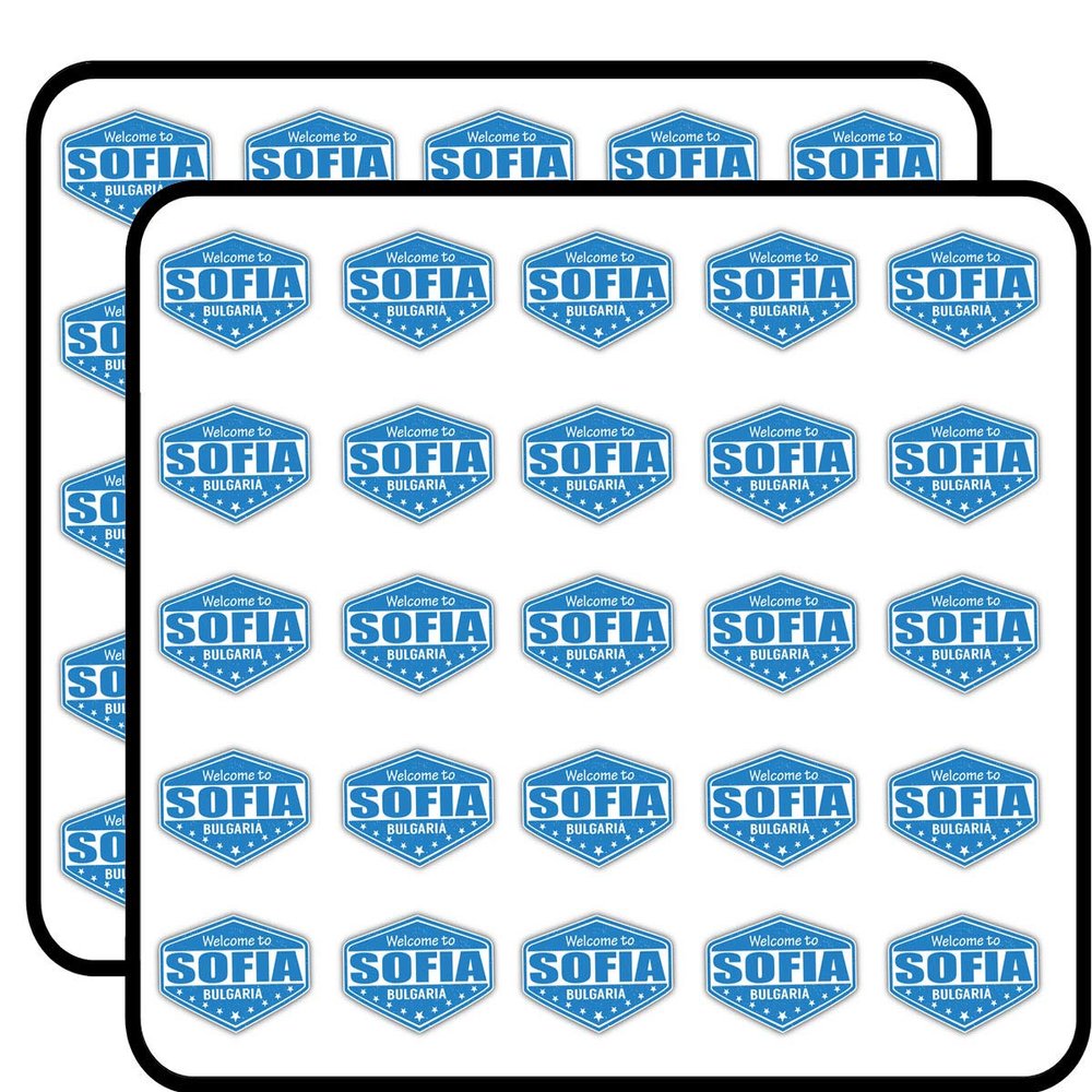 Sofia City Bulgaria Grunge Travel Stamp Sticker for Scrapbooking Waterproof Vinyl Stickers for Water Bottle, Laptop & Phone Case 50 Pack