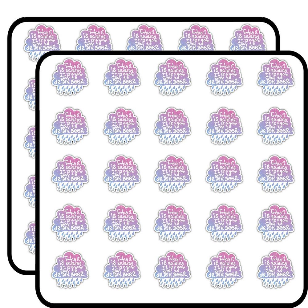 Raining Day Good Day to Drink Beer Slogan Art Decorative Scrapbooking Sticker Waterproof Vinyl Stickers for Water Bottle, Laptop & Phone Case 50 Pack