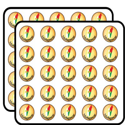 Madagascar Map Flag Glossy Label Art Decorative Scrapbooking Sticker Waterproof Vinyl Stickers for Water Bottle, Laptop & Phone Case 50 Pack