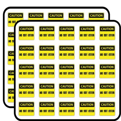 Caution Do Not Enter Sign Warning Sticker for Scrapbooking Waterproof Vinyl Stickers for Water Bottle, Laptop & Phone Case 50 Pack