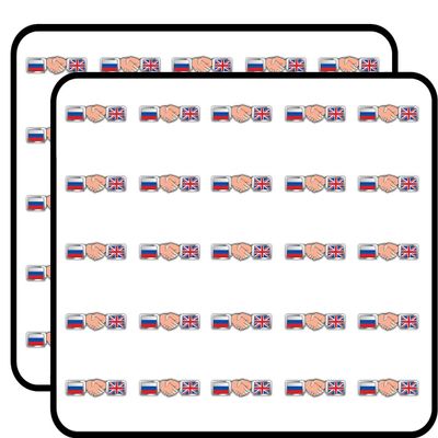 Russia United Kingdom Hand Shaking Flags Art Decorative Scrapbooking Sticker Waterproof Vinyl Stickers for Water Bottle, Laptop & Phone Case 50 Pack