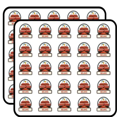 Beijing China Label Sticker for Scrapbooking Waterproof Vinyl Stickers for Water Bottle, Laptop & Phone Case 50 Pack