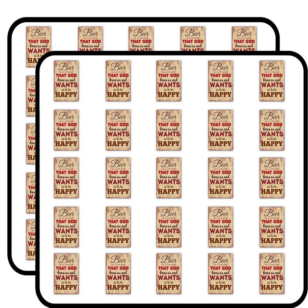 Beer Grunge Vintage Card Sticker for Scrapbooking, Planners, DIY Crafts, Albums, and Bullet Journals 50 Pack