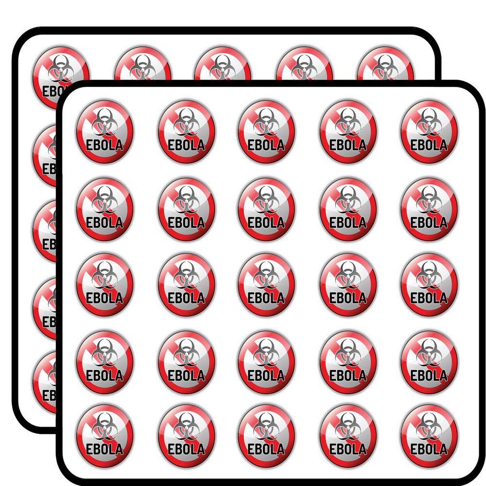 Ebola Ban Stop Sign Sticker for Scrapbooking Waterproof Vinyl Stickers for Water Bottle, Laptop & Phone Case 50 Pack