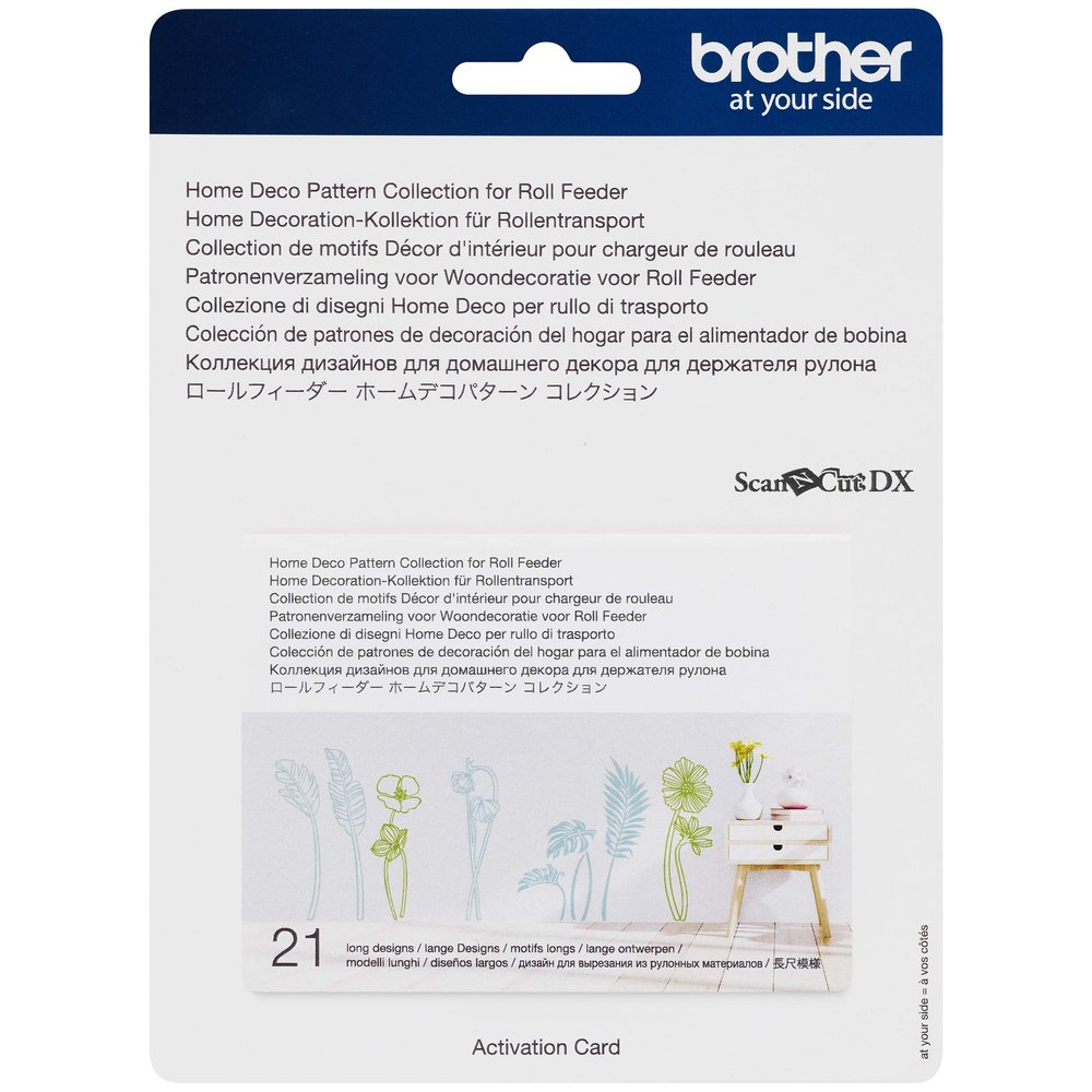 Brother ScanNCut DX Home Deco Pattern Collection for Roll Feeder CADXRFDP02, Includes 21 Designs with Tropical Plants, Flowers, Frames and More, Make Vinyl Wall Decals up to 6' Long, White