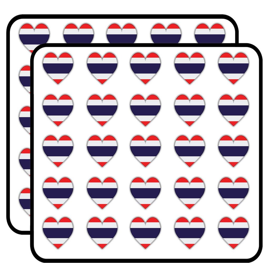 Thailand Heart Flag Sticker for Scrapbooking Waterproof Vinyl Stickers for Water Bottle, Laptop & Phone Case 50 Pack
