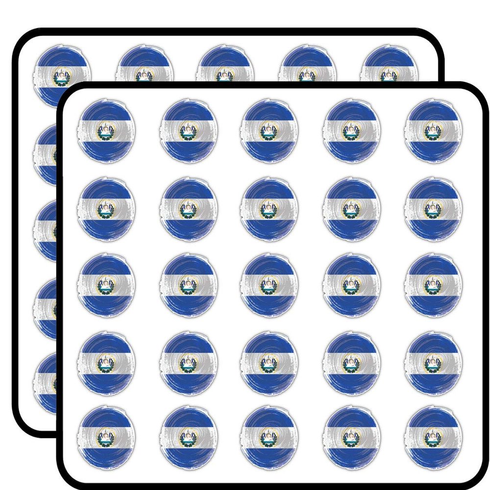 El Salvador Grunge Flag Sticker for Scrapbooking Waterproof Vinyl Stickers for Water Bottle, Laptop & Phone Case 50 Pack
