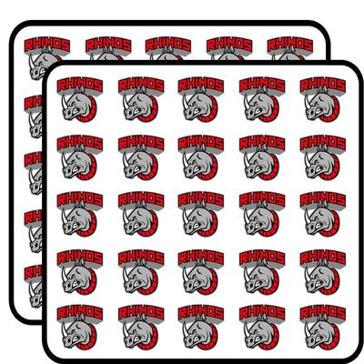 Angry Rhinos Head Mascot Sticker for Scrapbooking Waterproof Vinyl Stickers for Water Bottle, Laptop & Phone Case 50 Pack