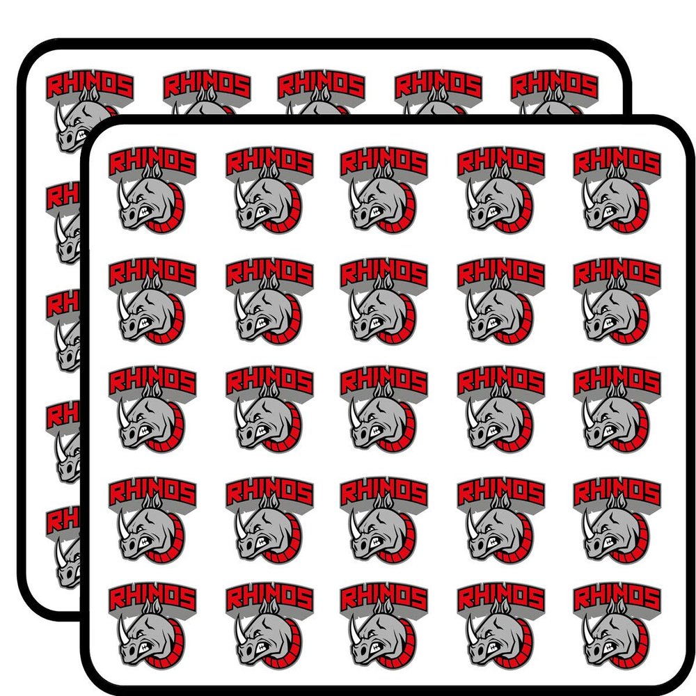Angry Rhinos Head Mascot Sticker for Scrapbooking Waterproof Vinyl Stickers for Water Bottle, Laptop & Phone Case 50 Pack