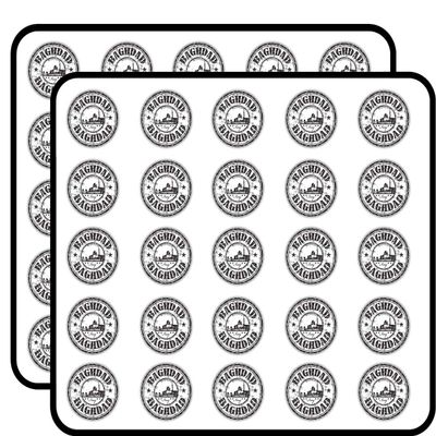 Baghdad City Iraq Grunge Travel Stamp Sticker for Scrapbooking Waterproof Vinyl Stickers for Water Bottle, Laptop & Phone Case 50 Pack