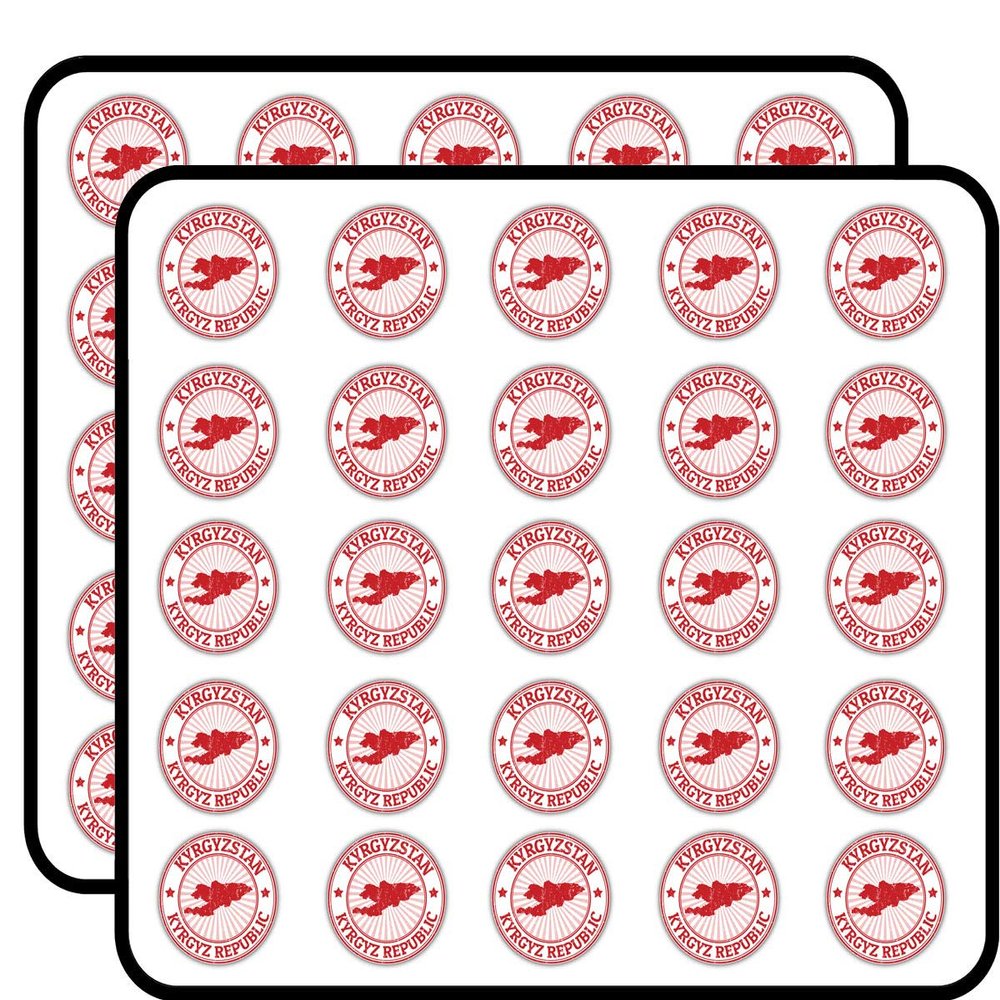 Kyrgyzstan Map Grunge Rubber Stamp Sticker for Scrapbooking Waterproof Vinyl Stickers for Water Bottle, Laptop & Phone Case 50 Pack
