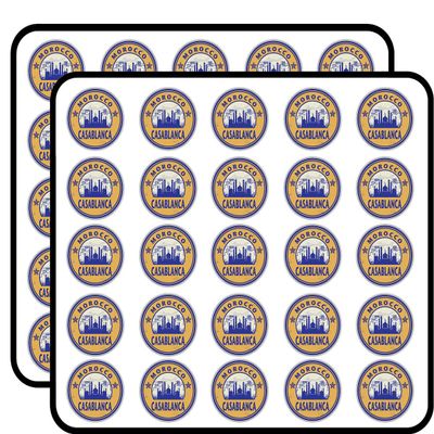 SkudruLacis Casablanca Morocco Grunge Vintage Travel Stamp Art Decorative Scrapbooking Sticker Waterproof Vinyl Stickers for Water Bottle, Laptop & Phone Case 50 Pack