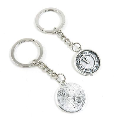 100 PCS Antique Silver Keyrings Keychains Key Ring Chains Tags Clasps M1WR2 Clock Pocket Watch