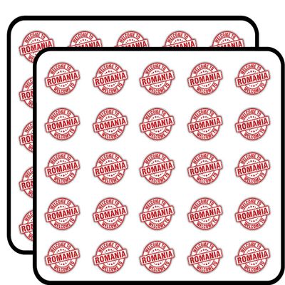 Romania Grunge Welcome Travel Stamp Art Decorative Scrapbooking Sticker Waterproof Vinyl Stickers for Water Bottle, Laptop & Phone Case 50 Pack