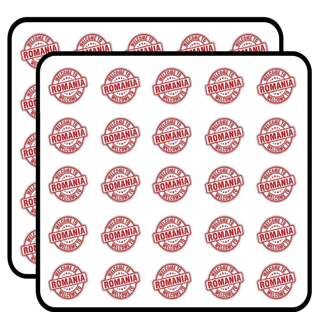 Romania Grunge Welcome Travel Stamp Art Decorative Scrapbooking Sticker Waterproof Vinyl Stickers for Water Bottle, Laptop & Phone Case 50 Pack