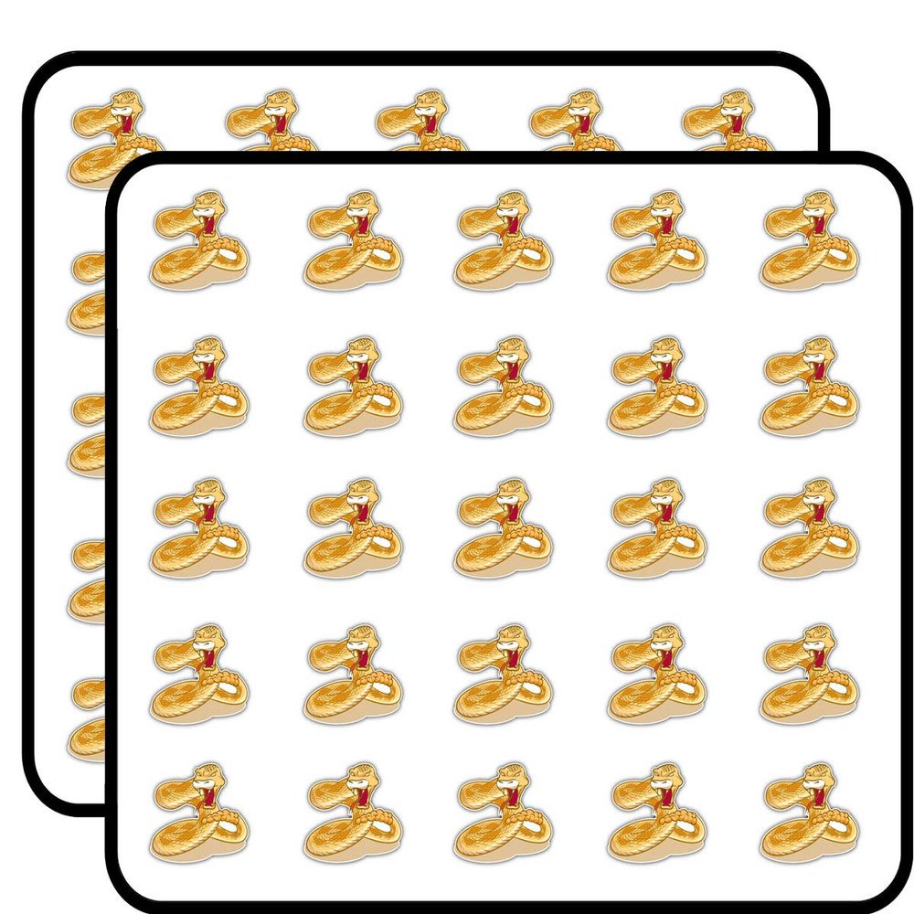 Rattlesnake Mascot Cartoon Sticker for Scrapbooking Waterproof Vinyl Stickers for Water Bottle, Laptop & Phone Case 50 Pack