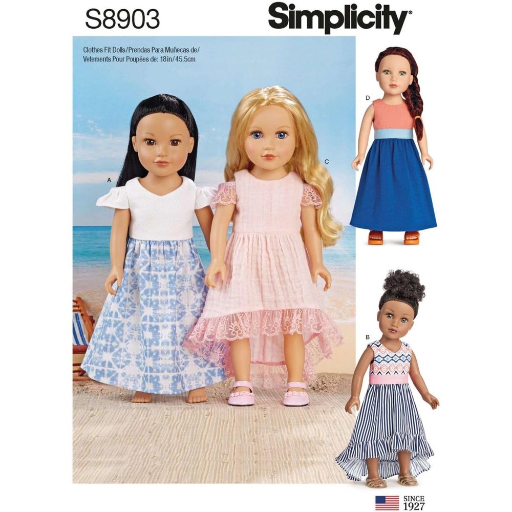 Simplicity Sewing Pattern S8903 18" Doll Clothes, Paper, White, Various