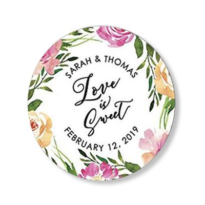 Floral Wedding Stickers, Love is Sweet Stickers, Wedding Favor Stickers, Custom Wedding Labels, Candy or Honey Favor Stickers, 16:8