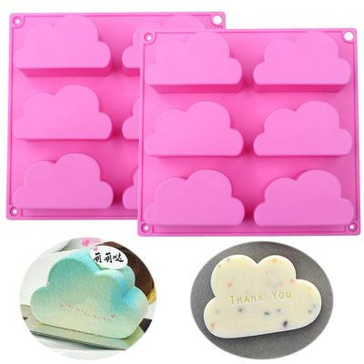 Fewo 2 Pack Cloud Cupcake Pans Mousse Cake Silicone Molds Jello Soap Wax Crayon Melt Bath Bomb Mold Lotion Bar Molds Ice Cube Trays
