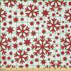 Ambesonne Snowflake Fabric by The Yard, Stars 7 Pointed Stars and Dots Pattern Abstract Motifs New Year Illustration, Microfiber Fabric for Arts and Crafts Textiles & Decor, 2 Yards, White Red view 2