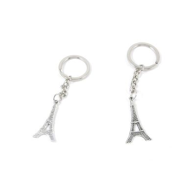 elecmall Charms 100 PCS Antique Silver Keyrings Keychains Key Ring Chains Tags Clasps V6PS2 Paris Eiffel Tower