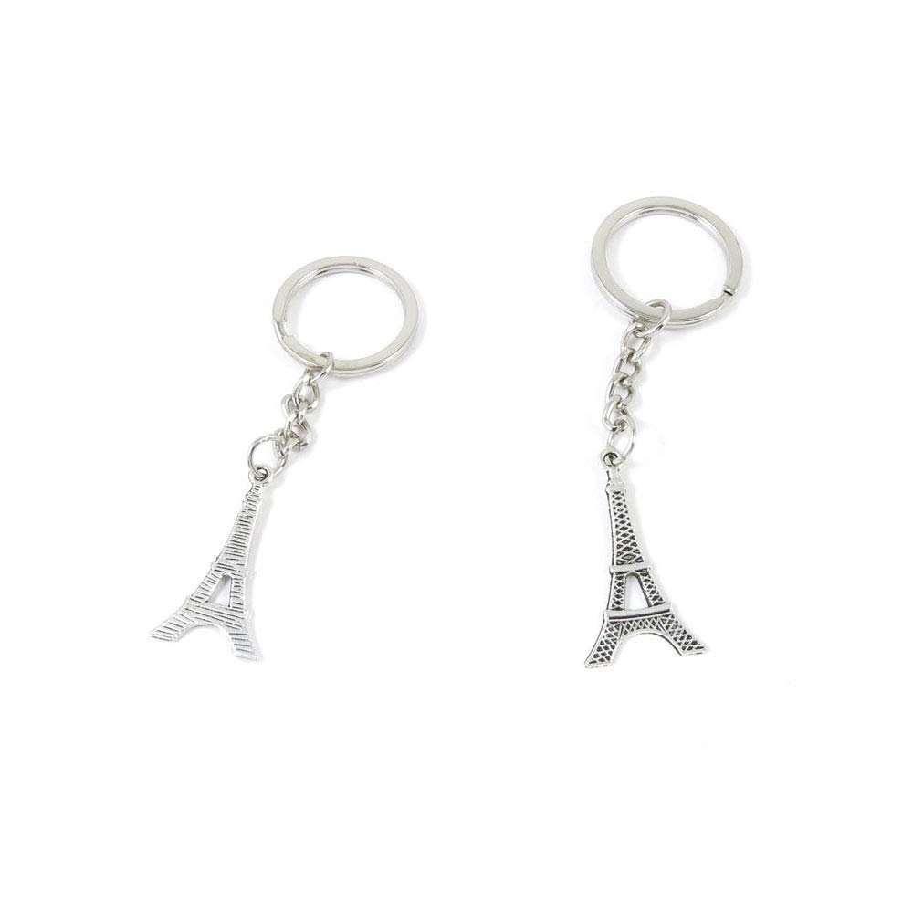 elecmall Charms 100 PCS Antique Silver Keyrings Keychains Key Ring Chains Tags Clasps V6PS2 Paris Eiffel Tower