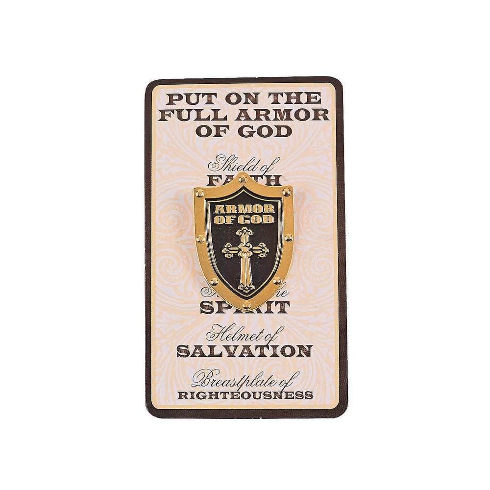 Fun Express Armor Of God Pin On Card - Jewelry - Pins - Pin & Card Sets - VBS 2026 Vacation Bible School Supplies/Decor - 12 Pieces