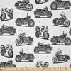 Ambesonne Motorcycle Fabric by The Yard, Retro Motorcycle Drawings of Old-Fashioned and Modern on White Background, Microfiber Fabric for Arts and Crafts Textiles & Decor, 10 Yards, Grey White Black view 1