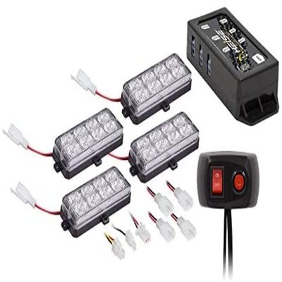 Heise by Metra 4 Pack LED Grille Strobe Kit, Amber, 8 LED, 0.5 Watt