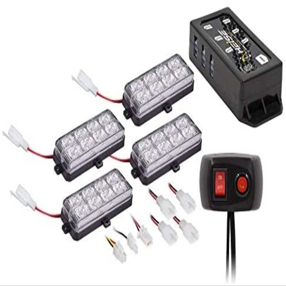 Heise by Metra 4 Pack LED Grille Strobe Kit, Amber, 8 LED, 0.5 Watt