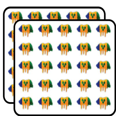 Saint Vincent and The Grenadines Flag Blot Decorative Scrapbooking Sticker Waterproof Vinyl Stickers for Water Bottle, Laptop & Phone Case 50 Pack