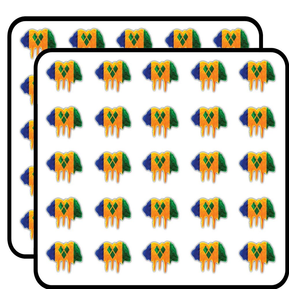Saint Vincent and The Grenadines Flag Blot Decorative Scrapbooking Sticker Waterproof Vinyl Stickers for Water Bottle, Laptop & Phone Case 50 Pack