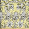 Ambesonne Grey and Yellow Fabric by The Yard, Bohem Design with Flowers Leaves Swirls and Dots Image, Microfiber Fabric for Arts and Crafts Textiles & Decor, 10 Yards, Black and White view 1