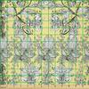 Ambesonne Grey and Yellow Fabric by The Yard, Bohem Design with Flowers Leaves Swirls and Dots Image, Microfiber Fabric for Arts and Crafts Textiles & Decor, 10 Yards, Black and White view 2