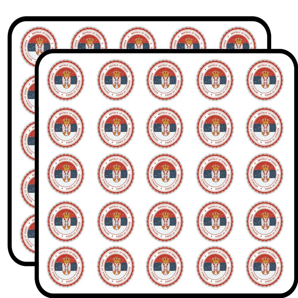 Serbia Flag Grunge Rubber Stamp Decorative Scrapbooking Sticker Waterproof Vinyl Stickers for Water Bottle, Laptop & Phone Case 50 Pack