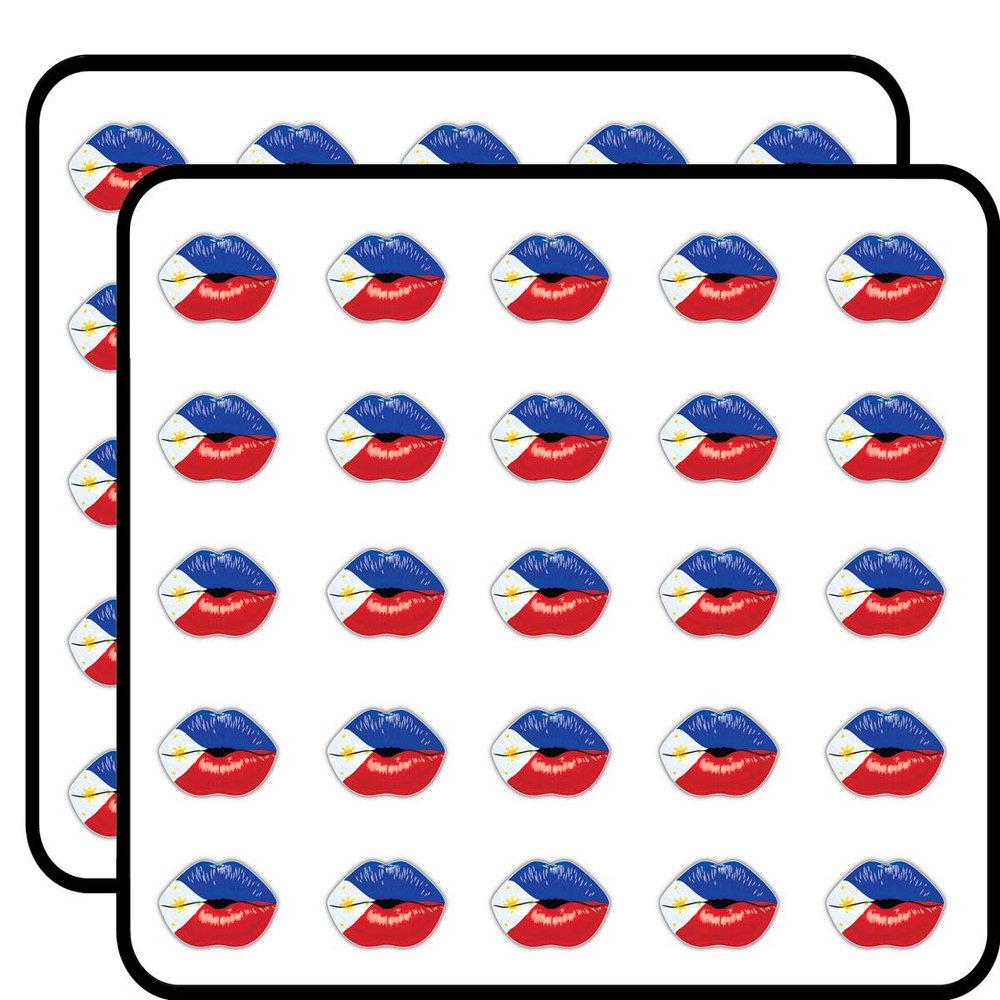 Philippines Flag Lips Decorative Scrapbooking Sticker Waterproof Vinyl Stickers for Water Bottle, Laptop & Phone Case 50 Pack