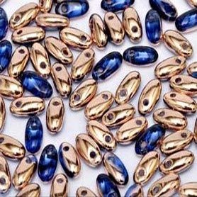 10 Grams RIZO Czech Glass Beads. Sapphire Capri-2.5 x 6mm. Nice Selection of Colors and FINISHES. Single 1mm Hole. 10 Grams, About 140-150 Beads (Sapphire Capri)