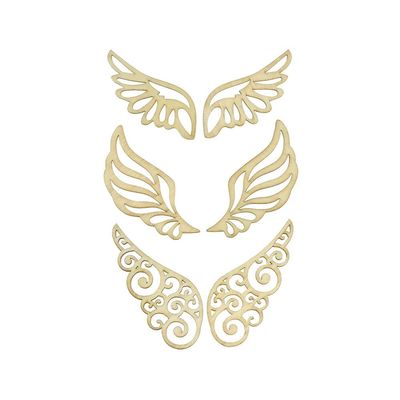 Homeford Wings Laser Cut Wooden Stickers, 2-Inch, 6-Piece