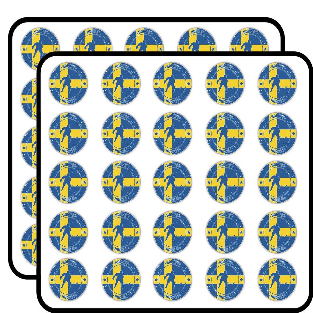 Sweden Flag Hockey Sport Emblem Decorative Scrapbooking Sticker Waterproof Vinyl Stickers for Water Bottle, Laptop & Phone Case 50 Pack