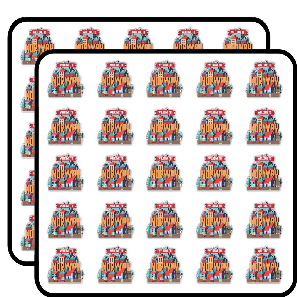 Welcome to Norway Travel Emblem Decorative Scrapbooking Sticker Waterproof Vinyl Stickers for Water Bottle, Laptop & Phone Case 50 Pack