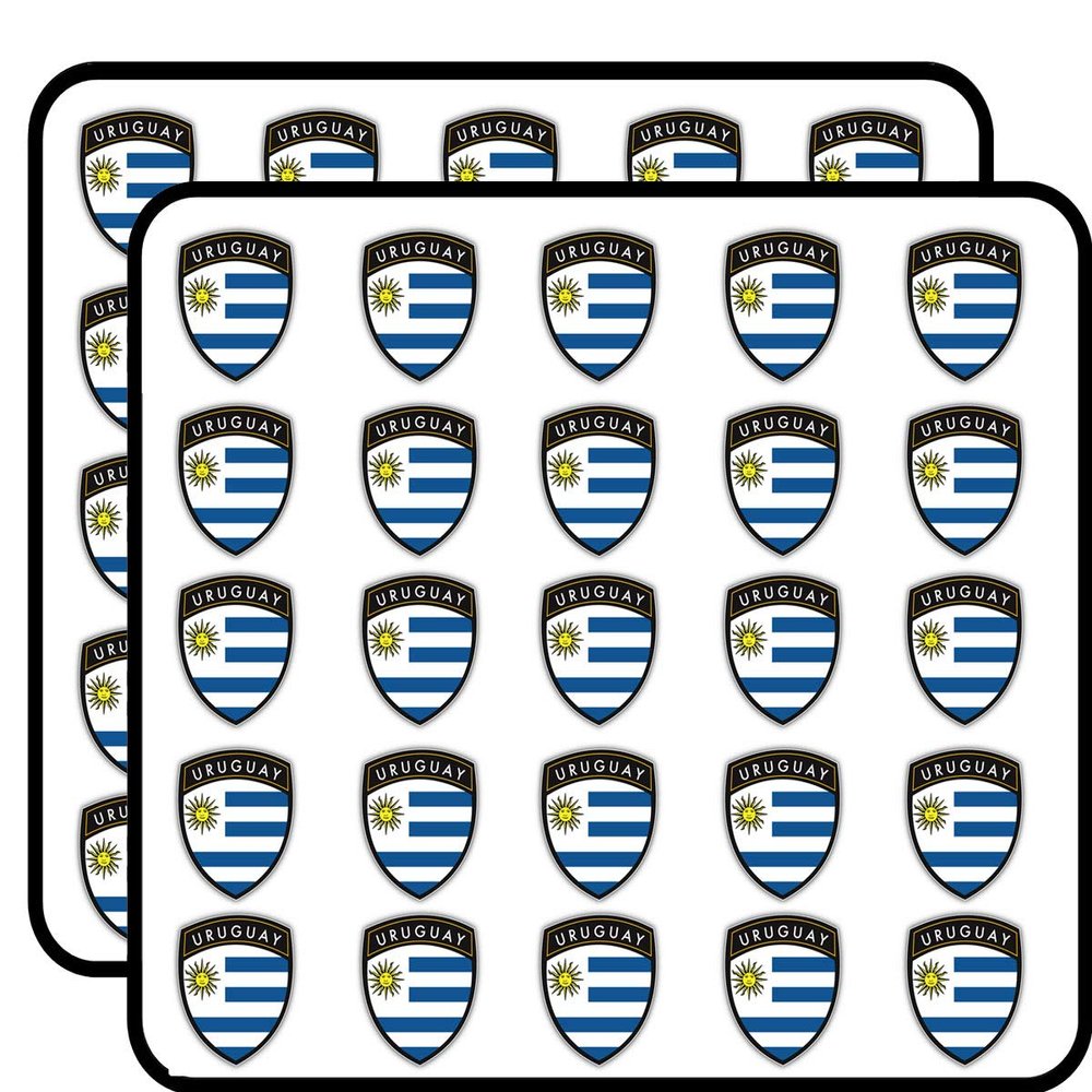 Uruguay Flag Shield Label Decorative Scrapbooking Sticker Waterproof Vinyl Stickers for Water Bottle, Laptop & Phone Case 50 Pack